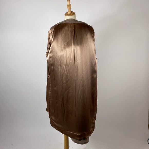 VINTAGE Regal Mode Fur Trim Long Wool Coat Taupe - Picture 10 of 12
